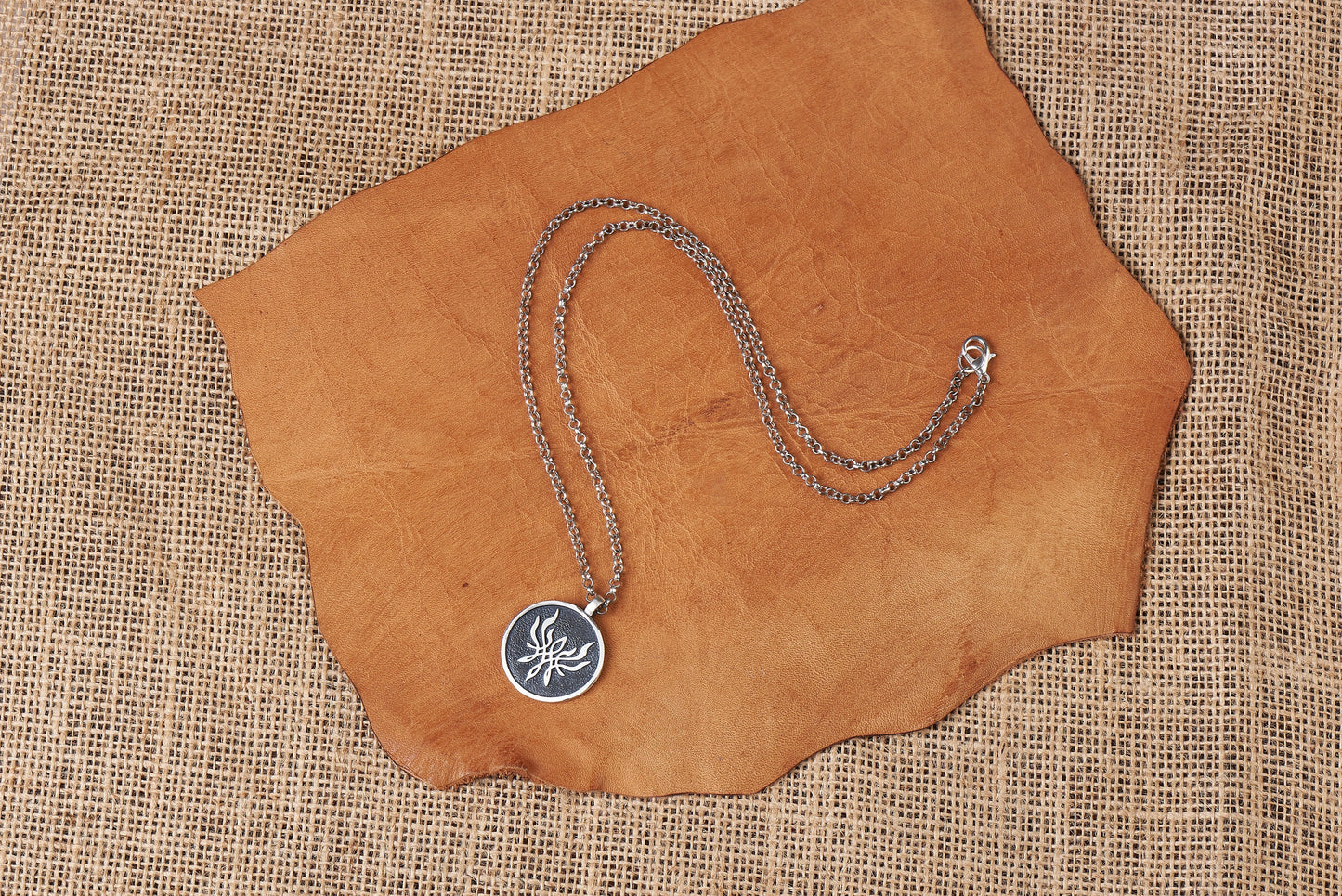 925 Sterling Silver Fire Emblem Crest of Flames Metal Pendant Necklace - Baldur Jewelry