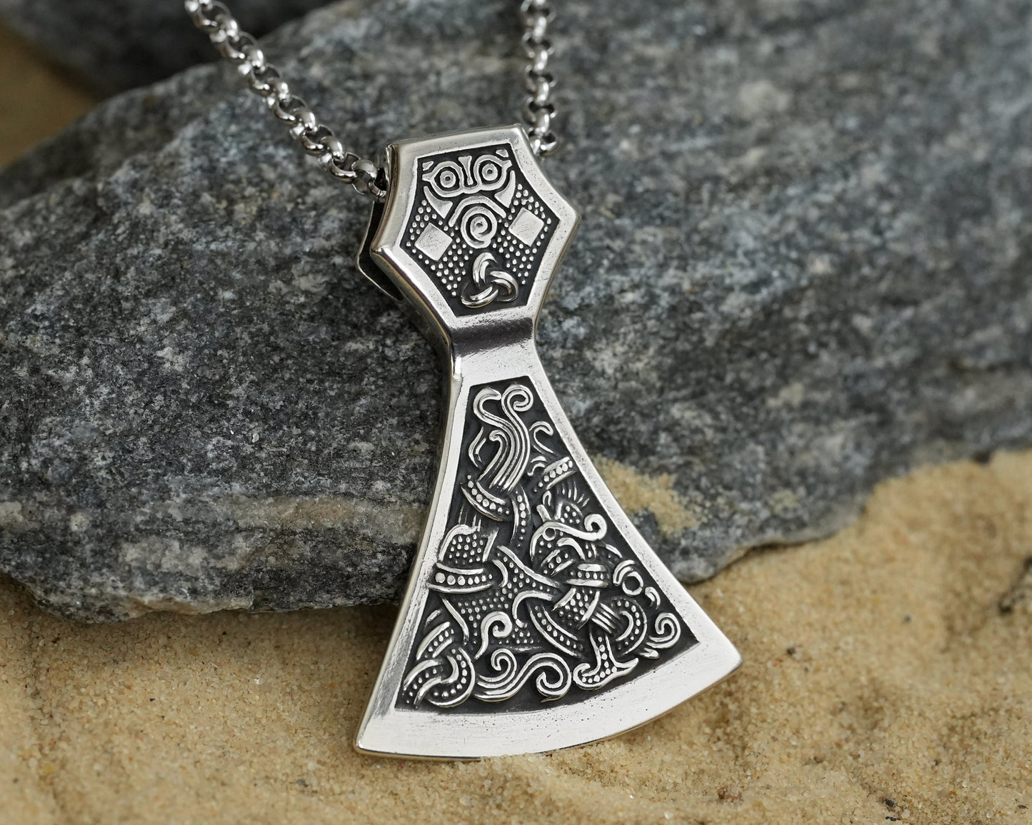 Viking Axe Pendant 925 Sterling Silver Warrior Necklace Talisman Jewelry - Baldur Jewelry