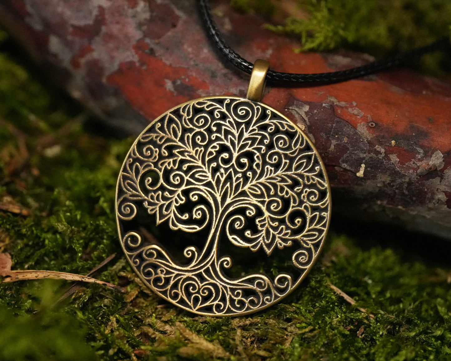 Handmade Filigree Tree of Life Brass 925 Sterling Silver Real Metal Intricate Viking Celtic Yggdrasil For Women and Men, Adjustable String