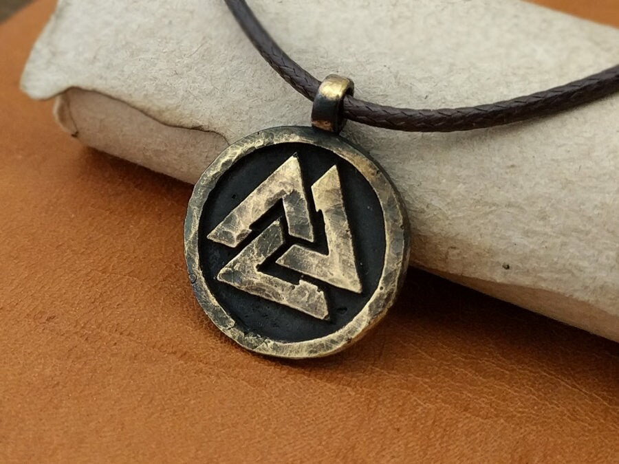 Viking Valknut Warrior Pendant Norse Jewelry Necklace Pendant Amulet Odin with Adjustable String - Baldur Jewelry
