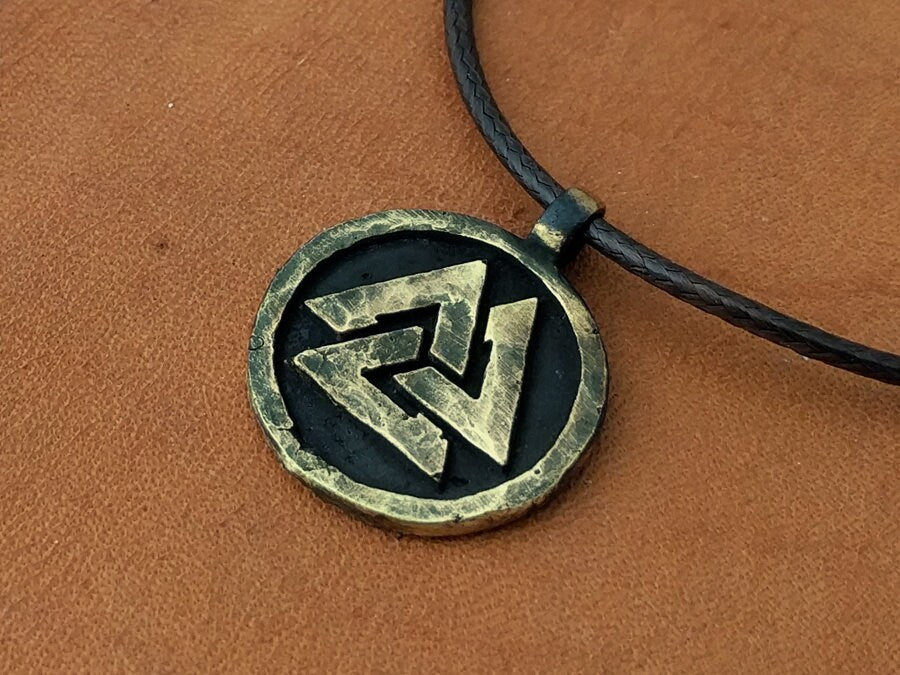 Viking Valknut Warrior Pendant Norse Jewelry Necklace Pendant Amulet Odin with Adjustable String - Baldur Jewelry