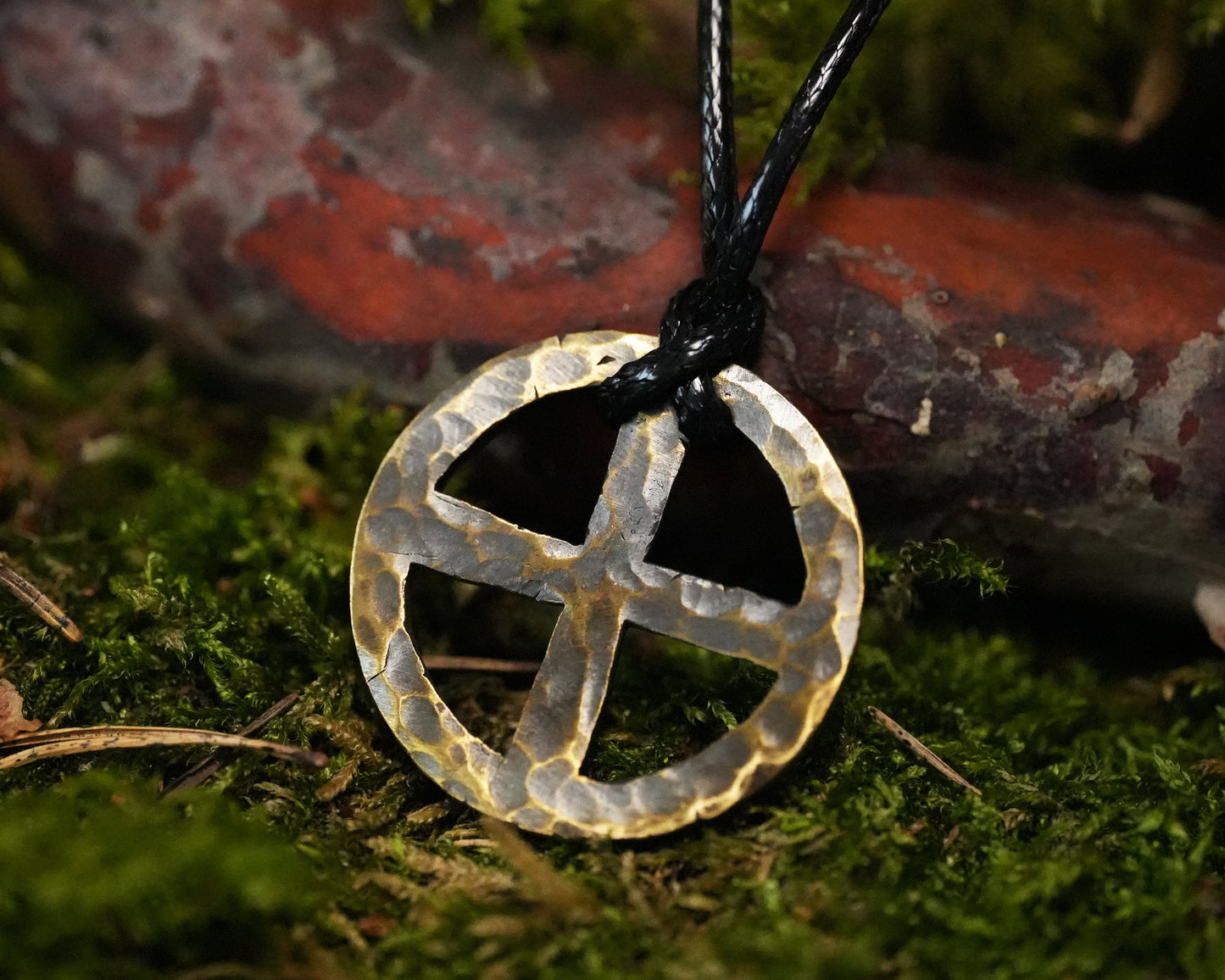 Hand Hammered Solar Cross, Sun Wheel, Viking Cross, Wheel of Life, Viking Norse Jewelry Pendant Necklace - Baldur Jewelry