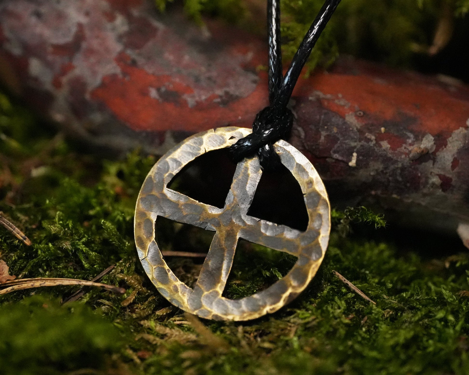 Hand Hammered Solar Cross, Sun Wheel, Viking Cross, Wheel of Life, Viking Norse Jewelry Pendant Necklace - Baldur Jewelry