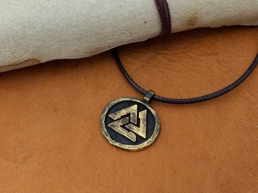 Viking Valknut Warrior Pendant Norse Jewelry Necklace Pendant Amulet Odin with Adjustable String - Baldur Jewelry