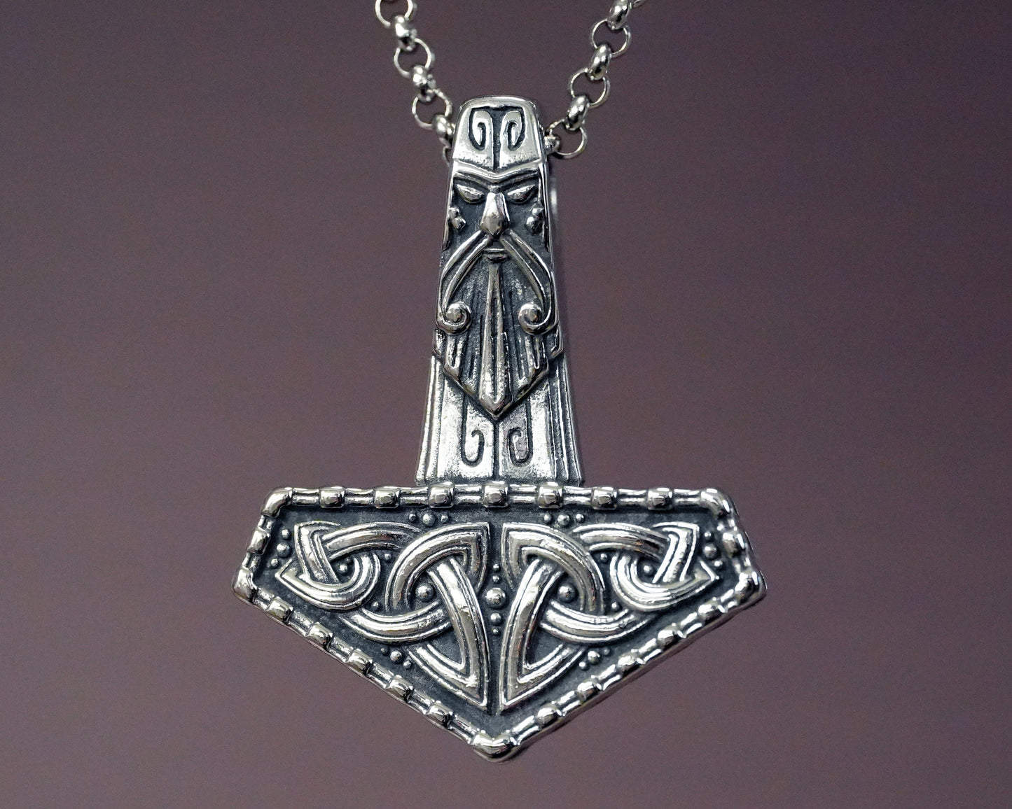 Thor's Viking Celtic Knot Knotwork Thors Hammer Necklace Pendant - Mjölnir Viking Norse God Thor Hammer Pendant Viking Jewelry Gifts for Men