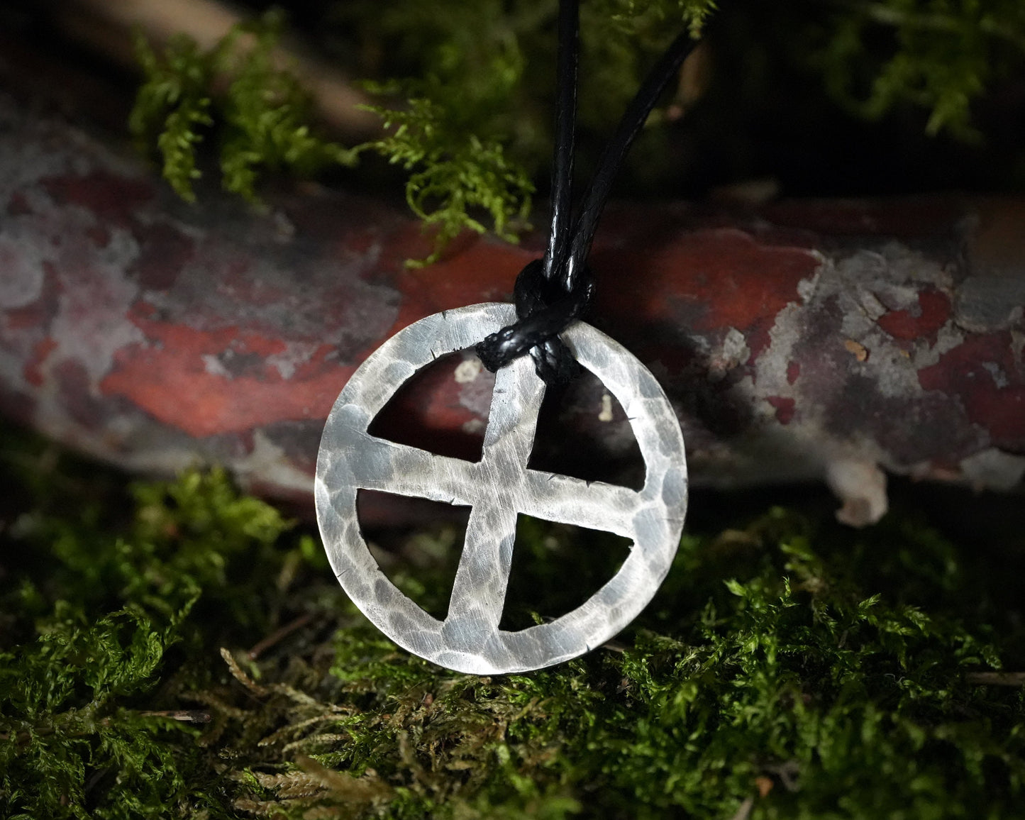 Hand Hammered Solar Cross, Sun Wheel, Viking Cross, Wheel of Life, Viking Norse Jewelry Pendant Necklace - Baldur Jewelry