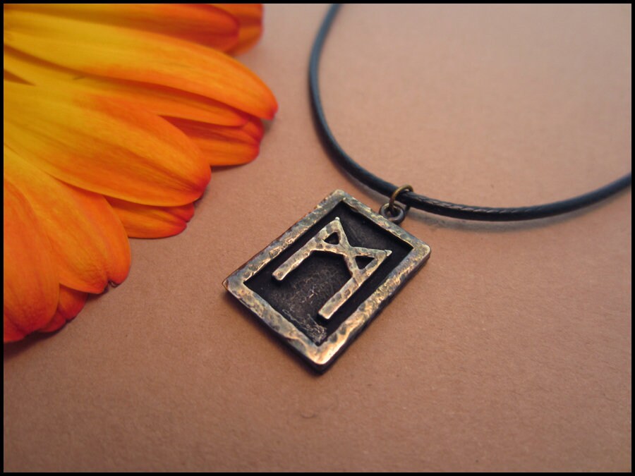 Viking Algiz / Elhaz Rune Pendant - Protection - Silver - Viking Norse Jewelry Necklace Pendant Runic Alphabet Runes with adjustable string - Baldur Jewelry