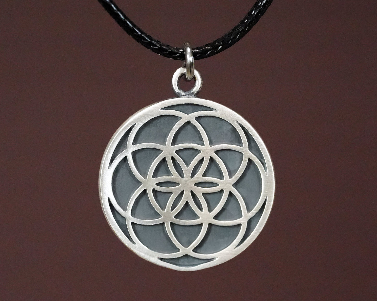 Handmade 925 Sterling Silver Seed of Life Mandala Jewelry Pendant Circle of Life Charm Sacred Geometry Necklace Yoga Protection Charm - Baldur Jewelry