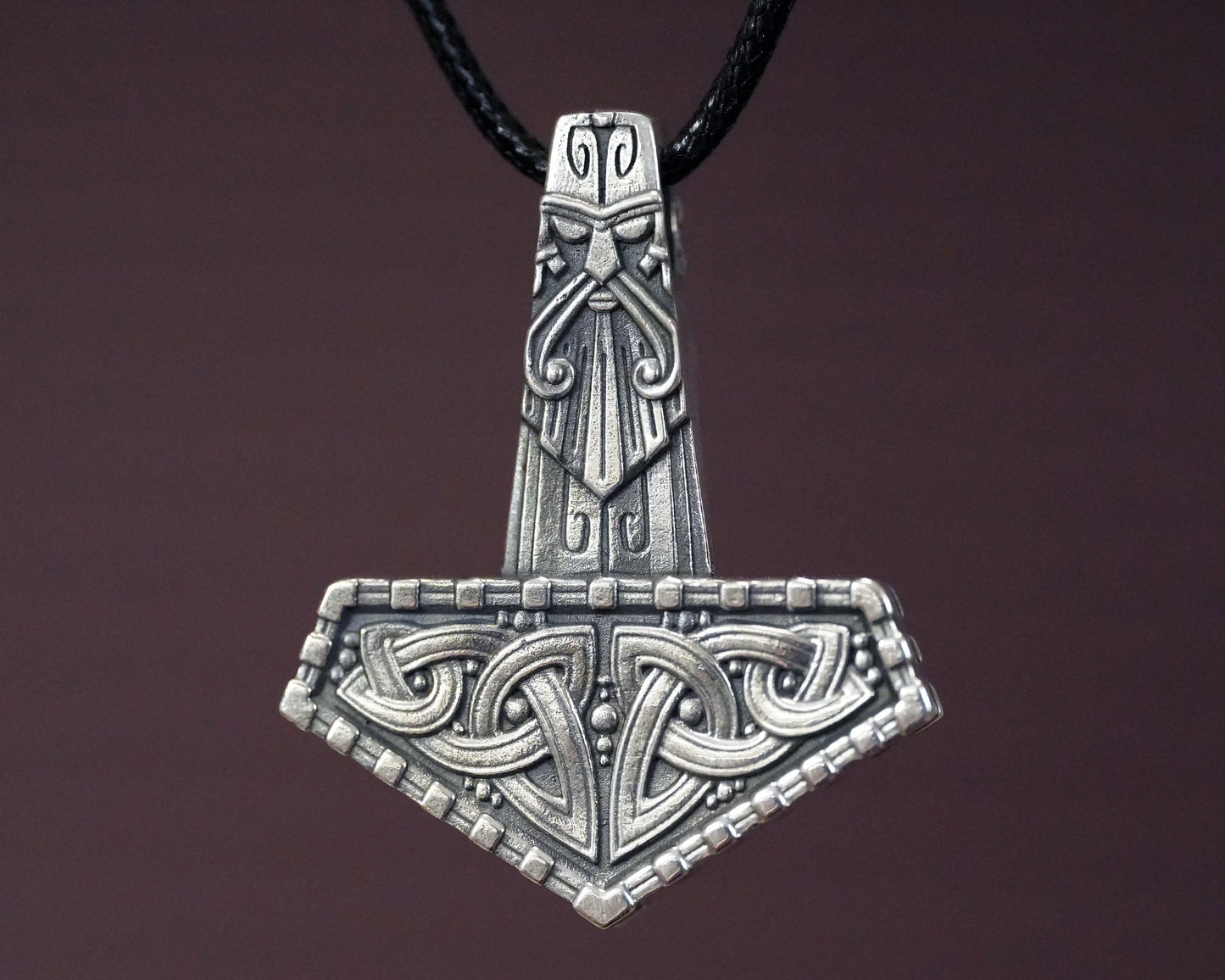 Thor's Viking Celtic Knot Knotwork Thors Hammer Necklace Pendant - Mjölnir Viking Norse God Thor Hammer Pendant Viking Jewelry Gifts for Men