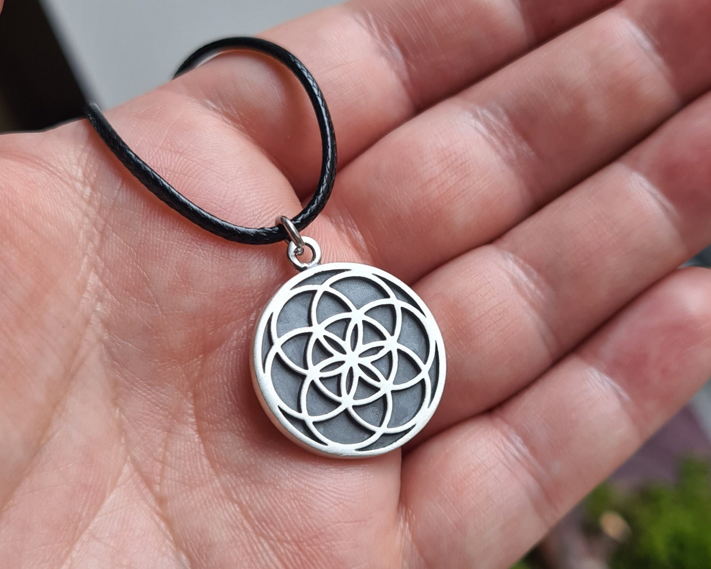 Handmade 925 Sterling Silver Seed of Life Mandala Jewelry Pendant Circle of Life Charm Sacred Geometry Necklace Yoga Protection Charm - Baldur Jewelry