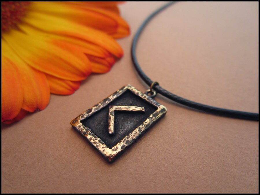 Viking Algiz / Elhaz Rune Pendant - Protection - Silver - Viking Norse Jewelry Necklace Pendant Runic Alphabet Runes with adjustable string - Baldur Jewelry