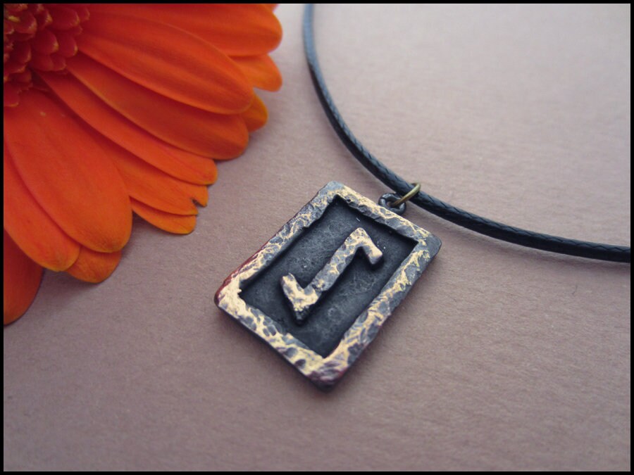 Viking Algiz / Elhaz Rune Pendant - Protection - Silver - Viking Norse Jewelry Necklace Pendant Runic Alphabet Runes with adjustable string - Baldur Jewelry