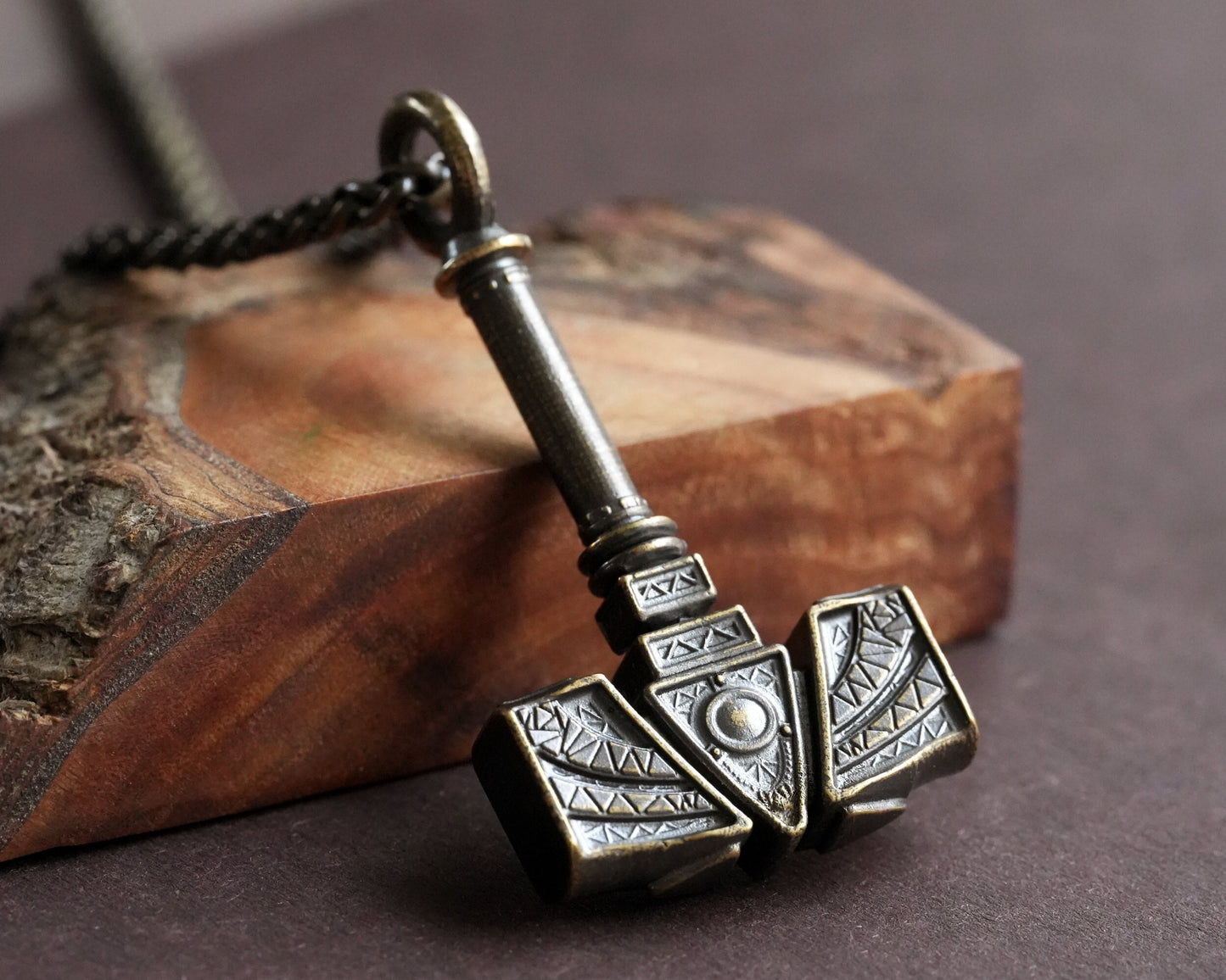 Handmade Viking Thors Hammer Necklace For Men and Women With Strong 22 Inches Long Chain, Brass / 925 Sterling Silver Casting - Baldur Jewelry