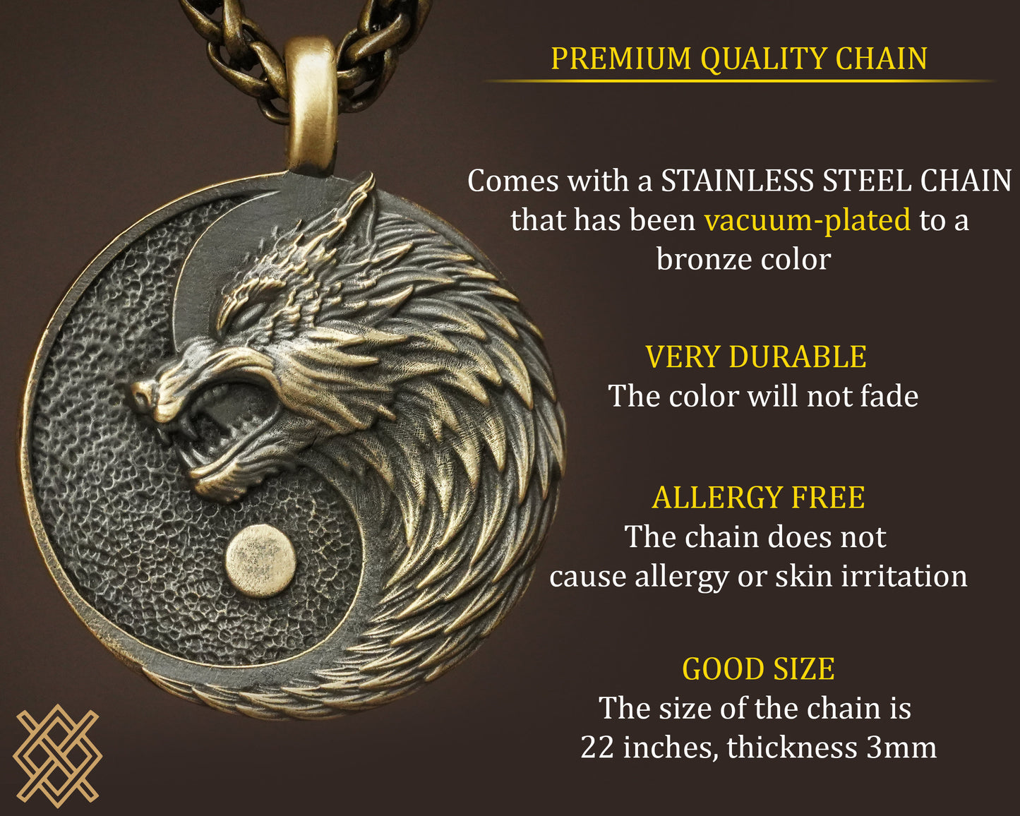 Wolf Yin Yang Necklace Pendant Jewelry - Wolves Amulet Gift - Solid Brass / 925 Sterling Silver - Lovers and Friendship Best Friend Symbol - Baldur Jewelry