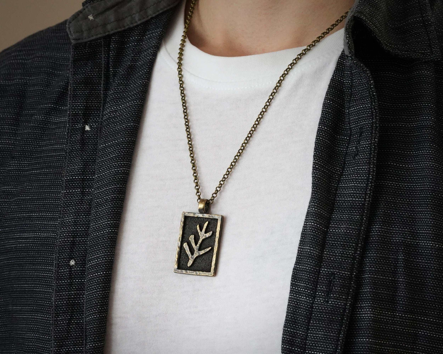 Handcrafted Cthulhu H.P. Lovecraft Elder Sign Protection from Elder Gods Symbol Necklace Pendant Jewelry Amulet Brass / 925 Sterling Silver - Baldur Jewelry