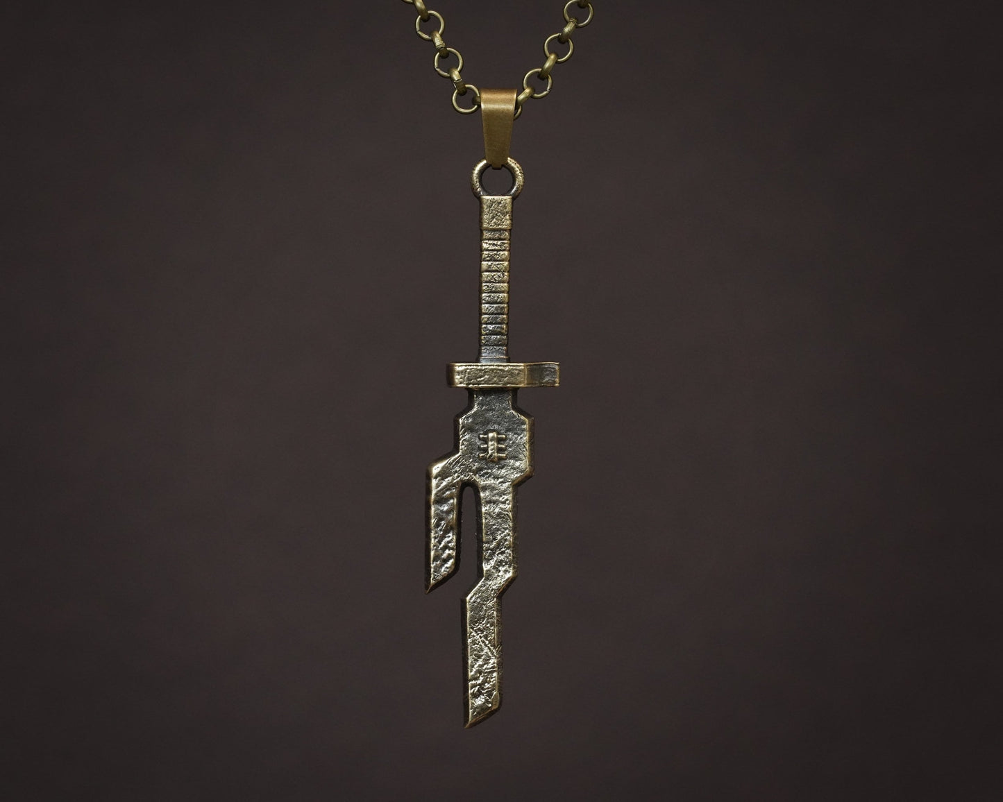 Toji ISoH Spear Necklace Pendant With 22 Inches Chain - Solid Silver or Ancient Bronze Looking Jewelry - Baldur Jewelry