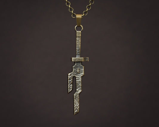 Toji ISoH Spear Necklace Pendant With 22 Inches Chain - Solid Silver or Ancient Bronze Looking Jewelry - Baldur Jewelry