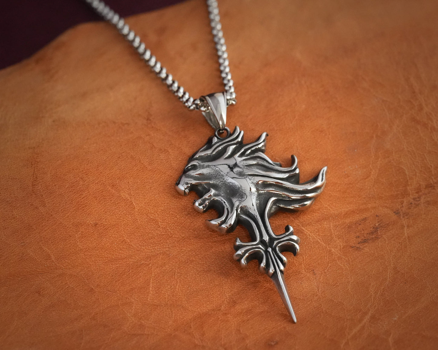 Final Fantasy VIII Large Squall Leonhart Griever Necklace Sterling Silver Pendant Jewelry - Baldur Jewelry