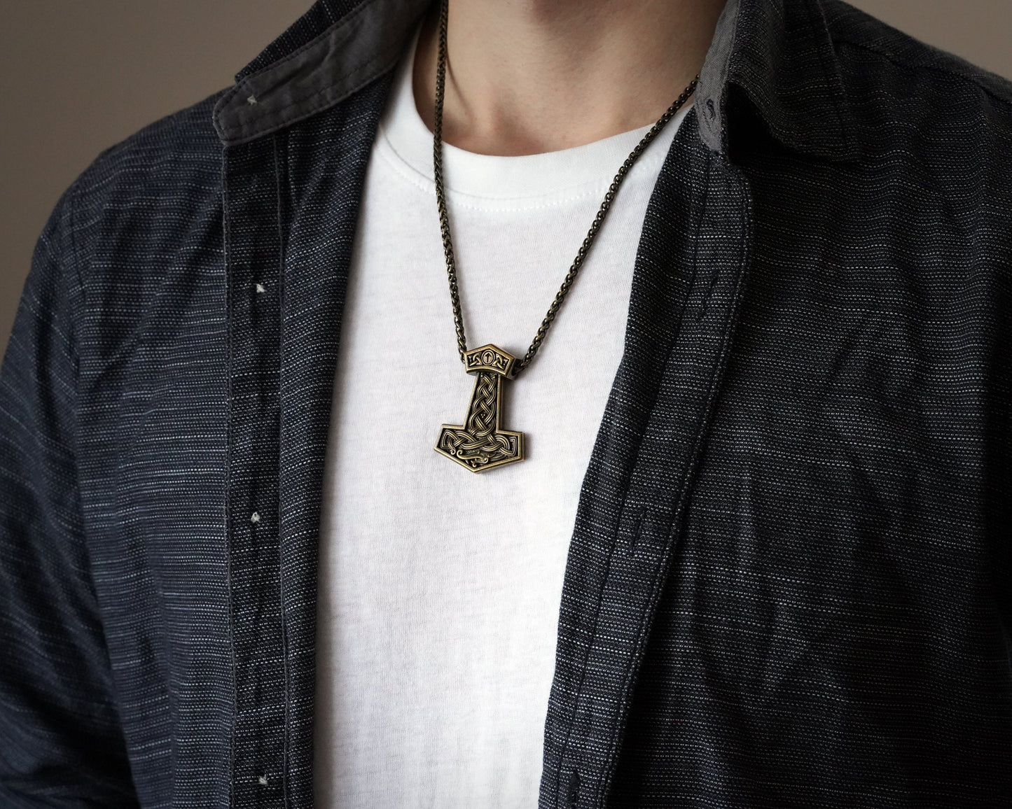 Handmade Viking Midgard Serpent Snake Thor Hammer Mjolnir Thors Necklace For Men Norse Mythology Protective Amulet 22 Inches Long Chain
