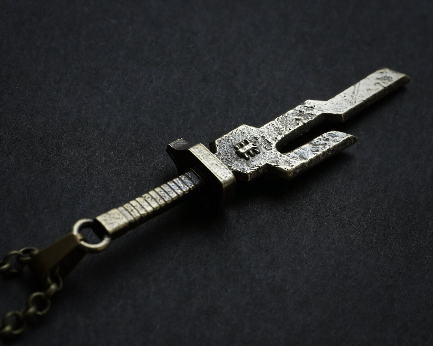 Toji ISoH Spear Necklace Pendant With 22 Inches Chain - Solid Silver or Ancient Bronze Looking Jewelry - Baldur Jewelry