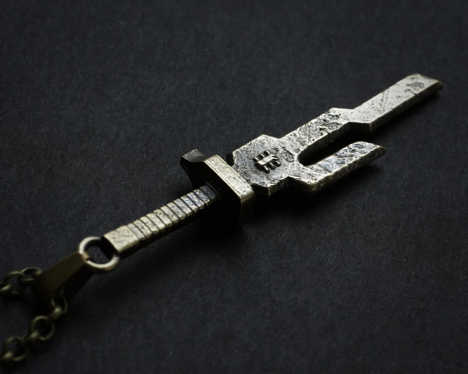 Toji ISoH Spear Necklace Pendant With 22 Inches Chain - Solid Silver or Ancient Bronze Looking Jewelry - Baldur Jewelry