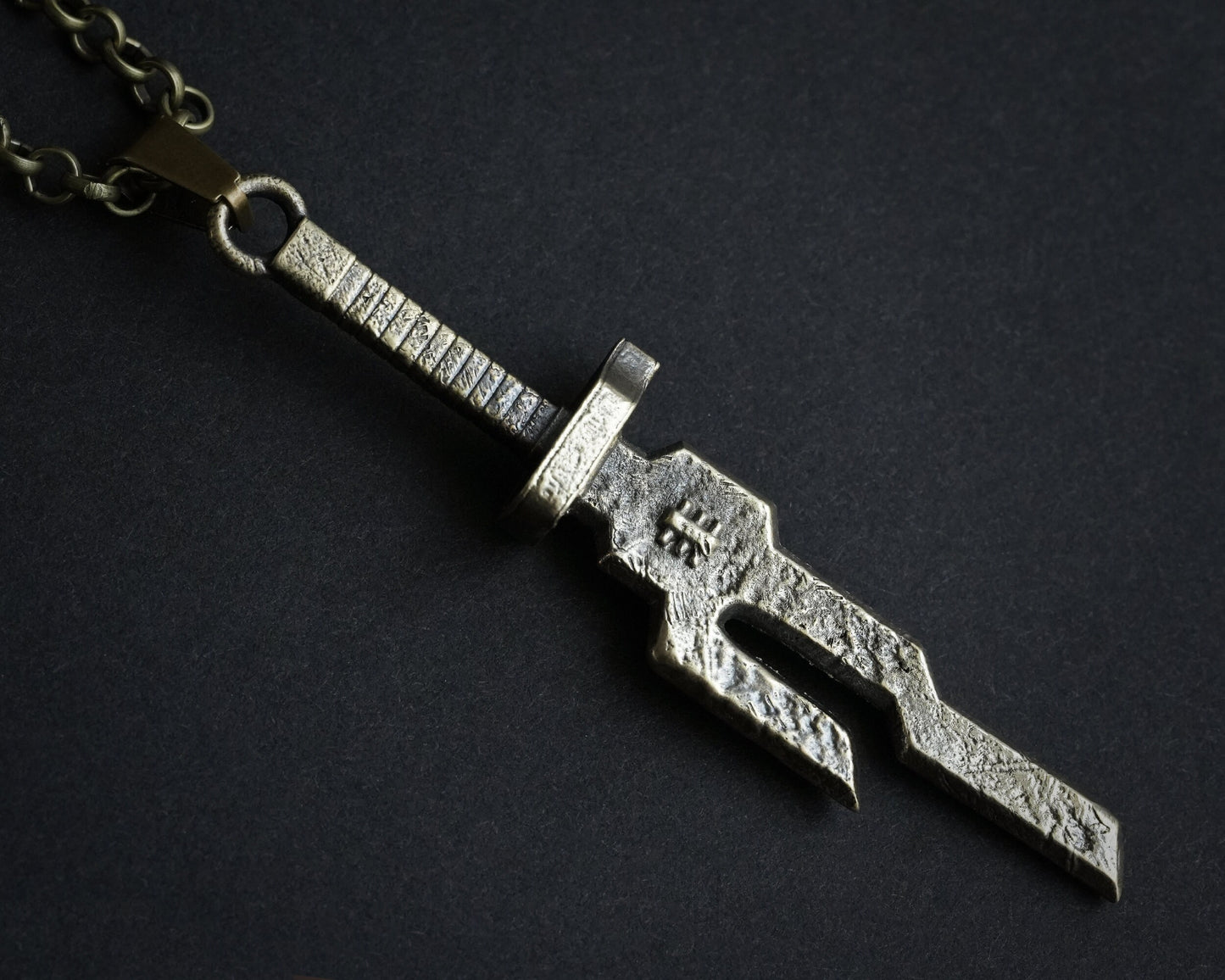 Toji ISoH Spear Necklace Pendant With 22 Inches Chain - Solid Silver or Ancient Bronze Looking Jewelry - Baldur Jewelry