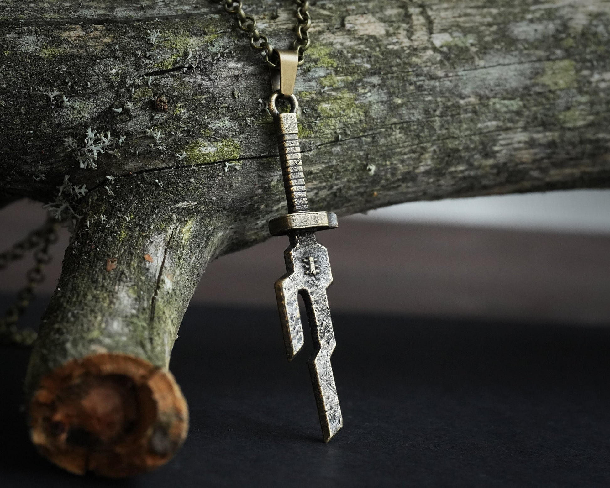 Toji ISoH Spear Necklace Pendant With 22 Inches Chain - Solid Silver or Ancient Bronze Looking Jewelry - Baldur Jewelry