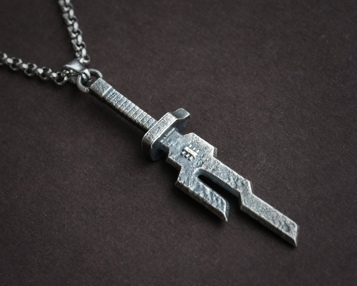 Toji ISoH Spear Necklace Pendant With 22 Inches Chain - Solid Silver or Ancient Bronze Looking Jewelry - Baldur Jewelry