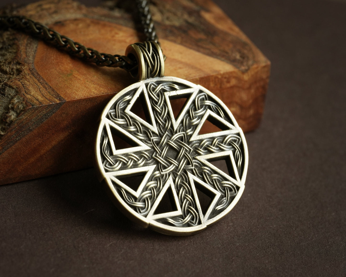 Kolovrat Solar Cross Sun Wheel Pagan Ethnic Viking Cross Wheel of Life, Eight Spoked Wheel Dharma Wheel Viking Jewelry Pendant Necklace - Baldur Jewelry