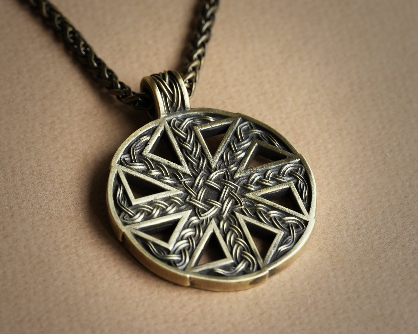 Kolovrat Solar Cross Sun Wheel Pagan Ethnic Viking Cross Wheel of Life, Eight Spoked Wheel Dharma Wheel Viking Jewelry Pendant Necklace - Baldur Jewelry