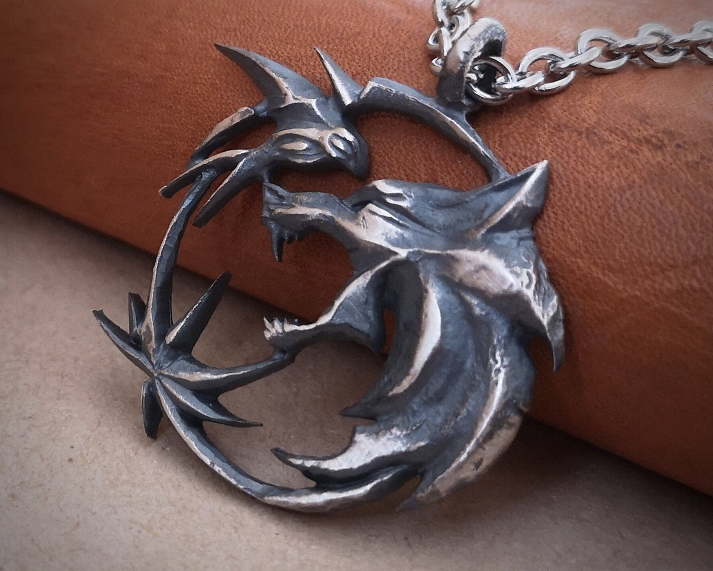 Witcher 925 Sterling Silver Large Necklace Pendant With Chain - Baldur Jewelry