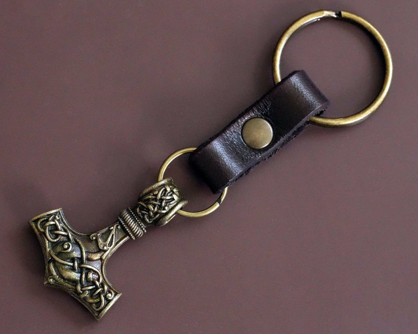 Double-Sided Viking Dragon Thors Hammer Thor Mjölnir Mjolnir Keychain Pendant Jewelry Charm For Men and Women - Baldur Jewelry