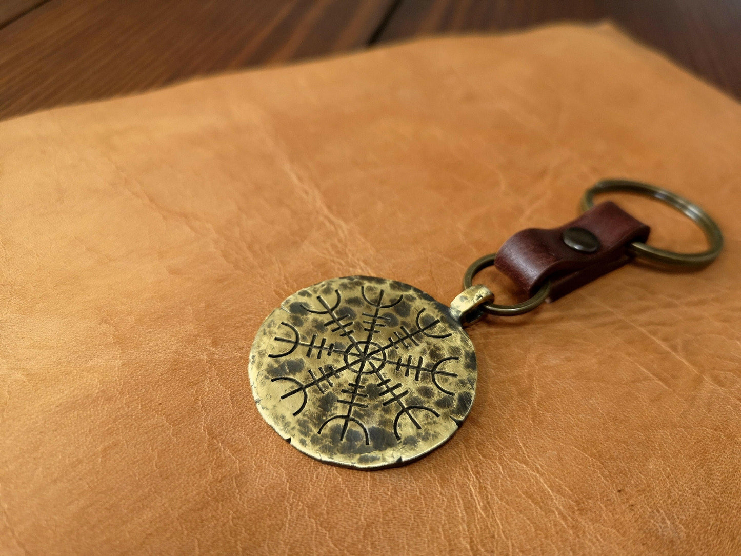 Viking Keychain Gift Accessories Aegishjalmur Helm of Awe Norse Protection Symbol - Baldur Jewelry