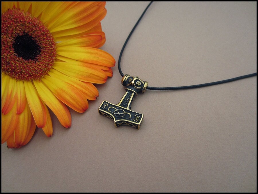 Handmade Viking Norse Thors Hammer Mjolnir Thor Pendant Necklace Jewery For Men And Women With Adjustable String - Baldur Jewelry