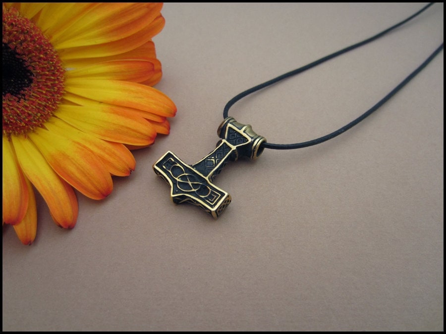 Handmade Viking Norse Thors Hammer Mjolnir Thor Pendant Necklace Jewery For Men And Women With Adjustable String - Baldur Jewelry