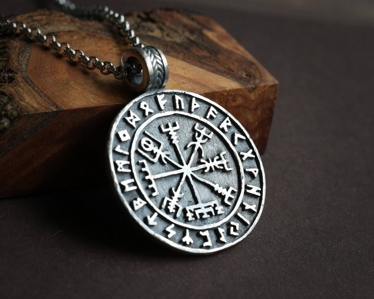 Viking Compass Vegvisir With Runes Necklace Pendant Amulet Nordic Jewelry - Baldur Jewelry