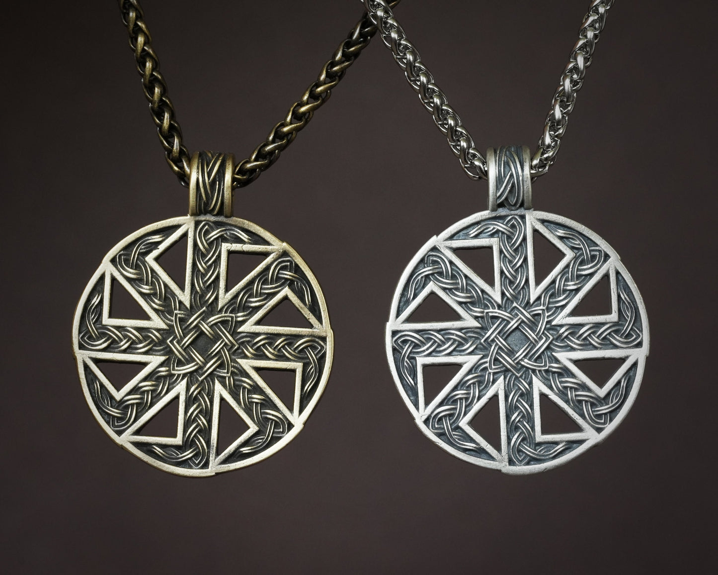 Kolovrat Solar Cross Sun Wheel Pagan Ethnic Viking Cross Wheel of Life, Eight Spoked Wheel Dharma Wheel Viking Jewelry Pendant Necklace - Baldur Jewelry