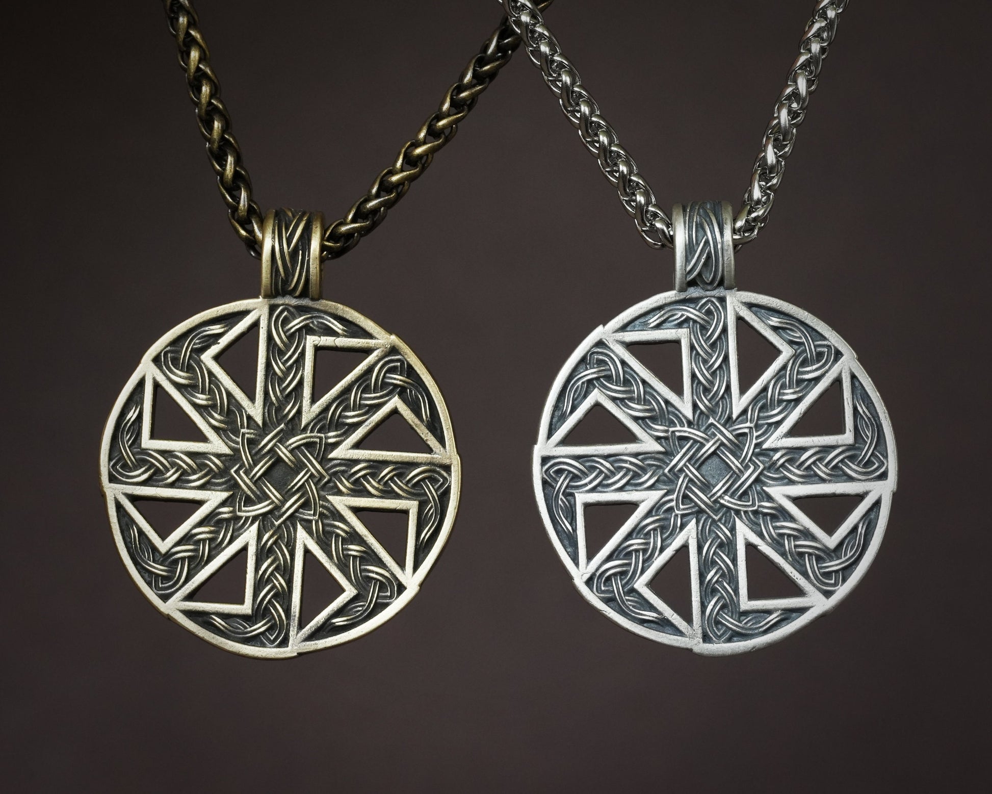 Kolovrat Solar Cross Sun Wheel Pagan Ethnic Viking Cross Wheel of Life, Eight Spoked Wheel Dharma Wheel Viking Jewelry Pendant Necklace - Baldur Jewelry