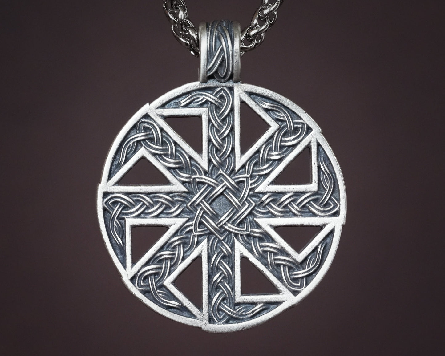 Kolovrat Solar Cross Sun Wheel Pagan Ethnic Viking Cross Wheel of Life, Eight Spoked Wheel Dharma Wheel Viking Jewelry Pendant Necklace - Baldur Jewelry
