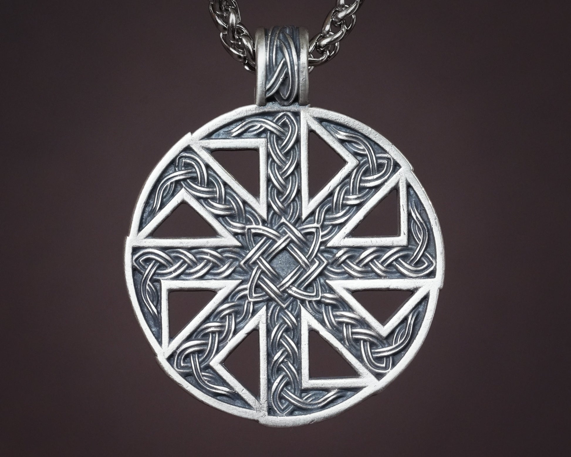 Kolovrat Solar Cross Sun Wheel Pagan Ethnic Viking Cross Wheel of Life, Eight Spoked Wheel Dharma Wheel Viking Jewelry Pendant Necklace - Baldur Jewelry