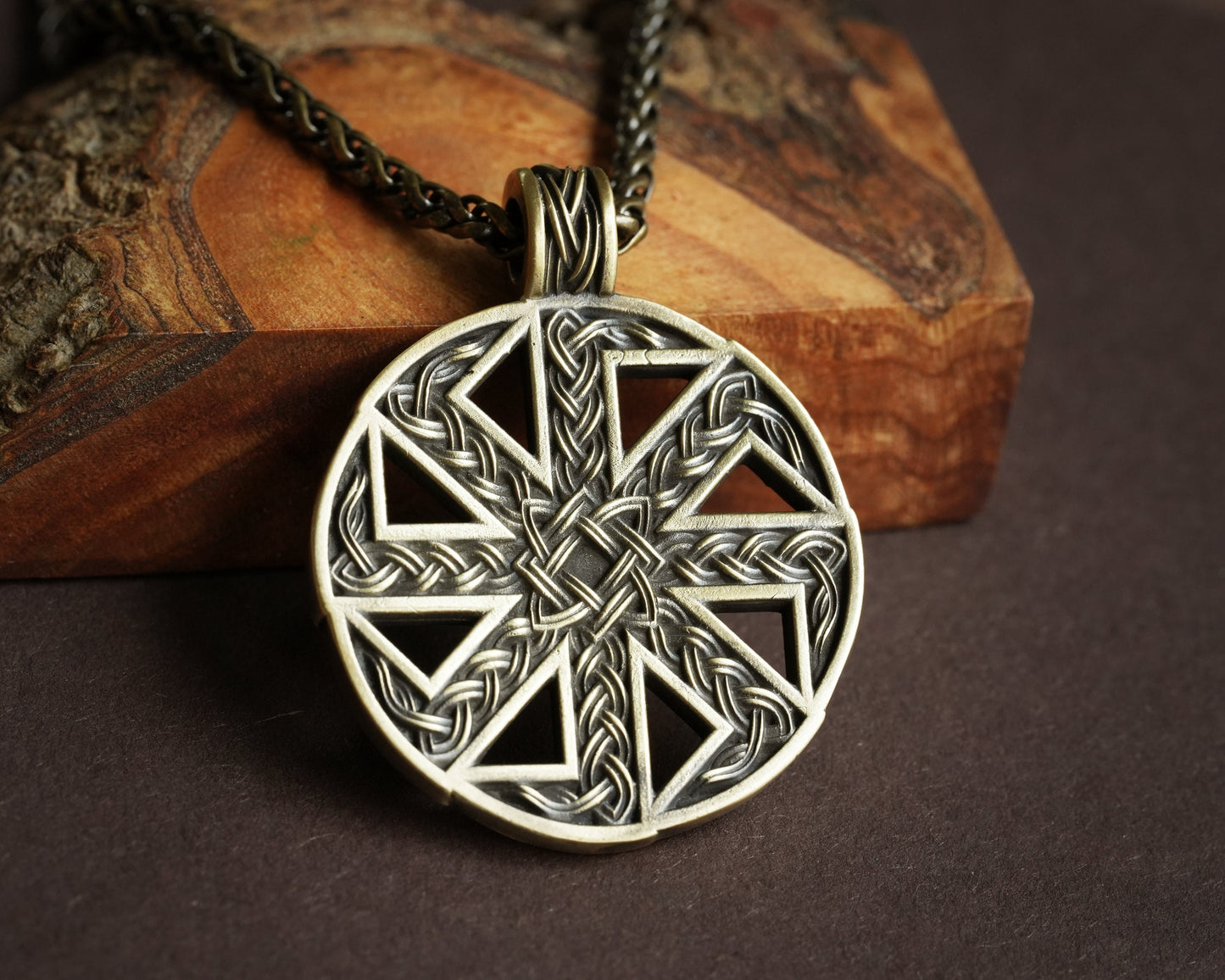 Kolovrat Solar Cross Sun Wheel Pagan Ethnic Viking Cross Wheel of Life, Eight Spoked Wheel Dharma Wheel Viking Jewelry Pendant Necklace - Baldur Jewelry