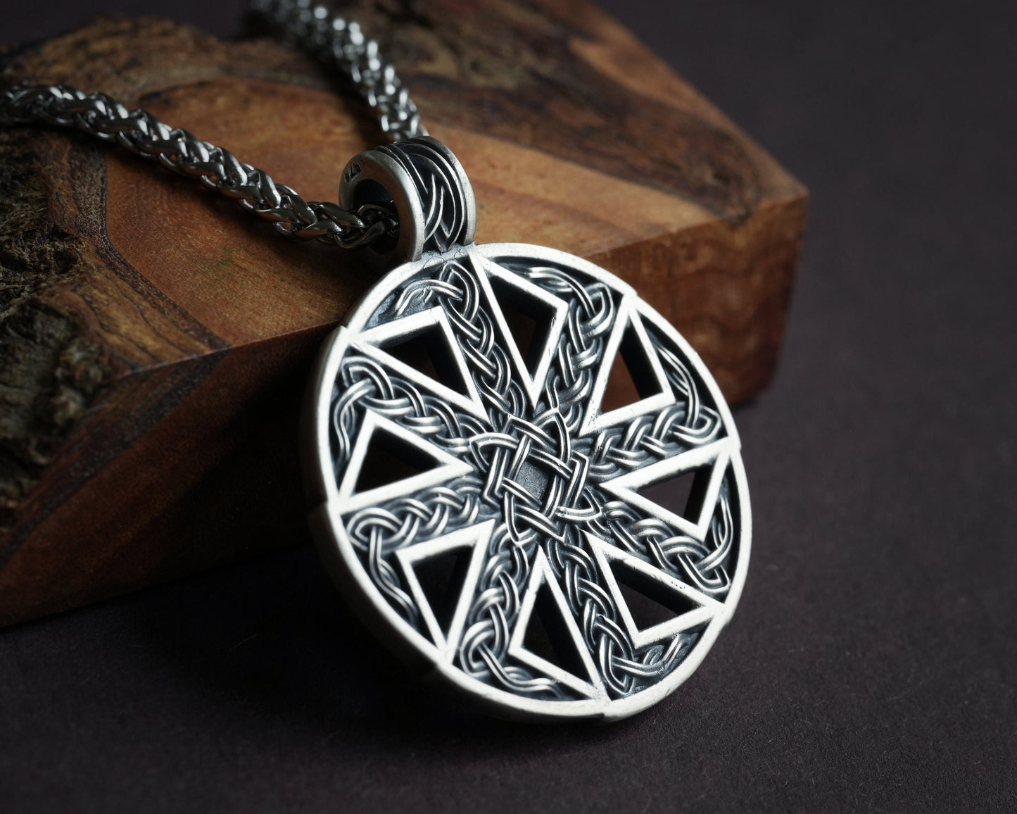 Kolovrat Solar Cross Sun Wheel Pagan Ethnic Viking Cross Wheel of Life, Eight Spoked Wheel Dharma Wheel Viking Jewelry Pendant Necklace - Baldur Jewelry