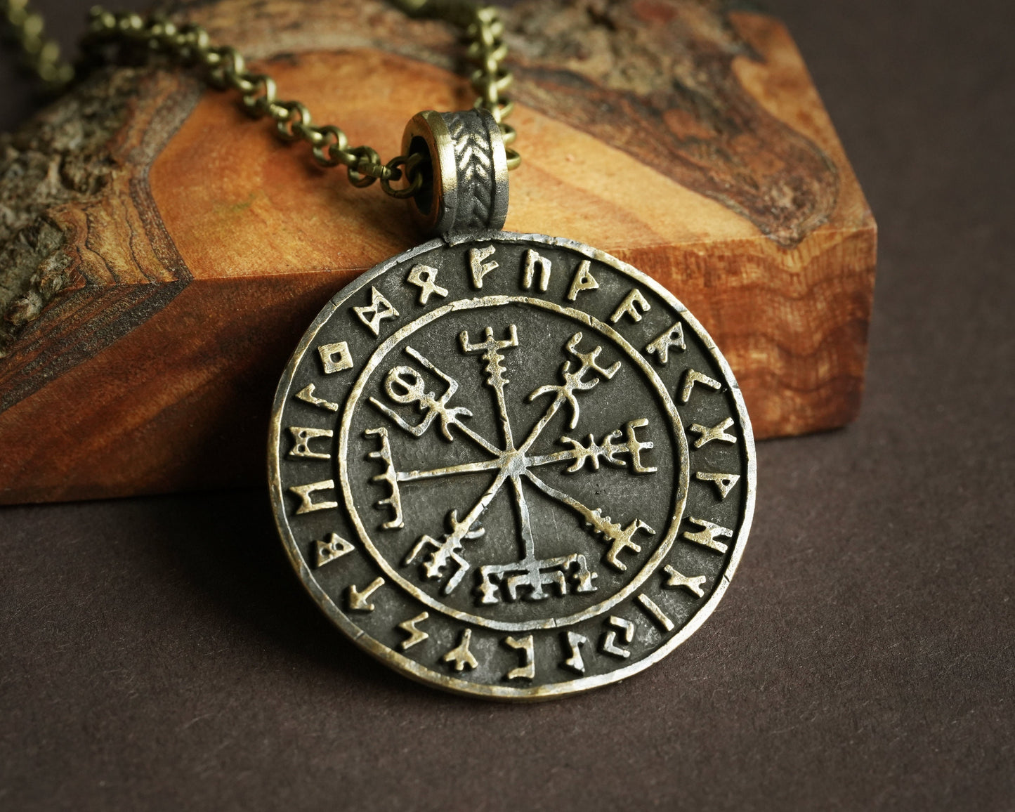Viking Compass Vegvisir With Runes Necklace Pendant Amulet Nordic Jewelry - Baldur Jewelry