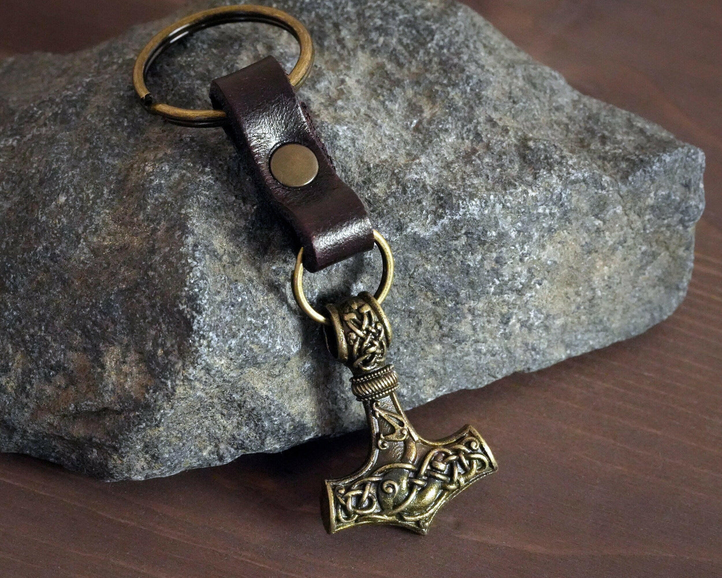 Double-Sided Viking Dragon Thors Hammer Thor Mjölnir Mjolnir Keychain Pendant Jewelry Charm For Men and Women - Baldur Jewelry