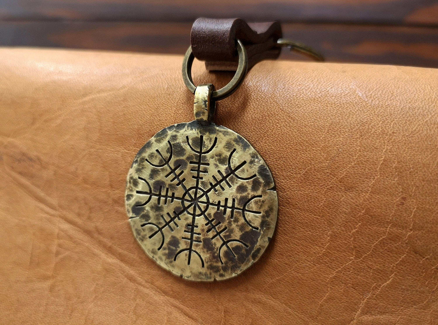 Viking Keychain Gift Accessories Aegishjalmur Helm of Awe Norse Protection Symbol - Baldur Jewelry