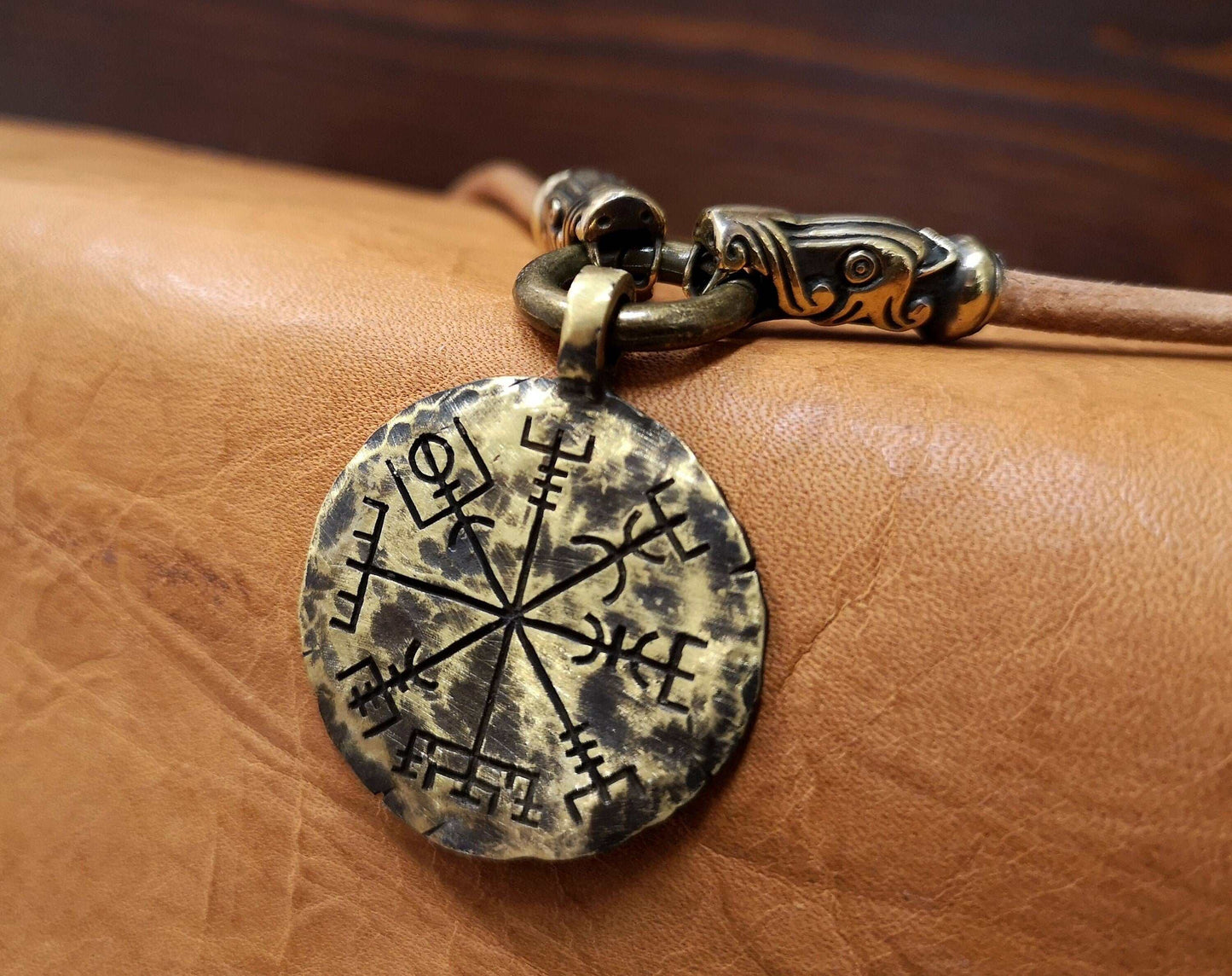 Viking Vegvisir Compass Necklace Pendant Wolf Norse Jewelry - Baldur Jewelry