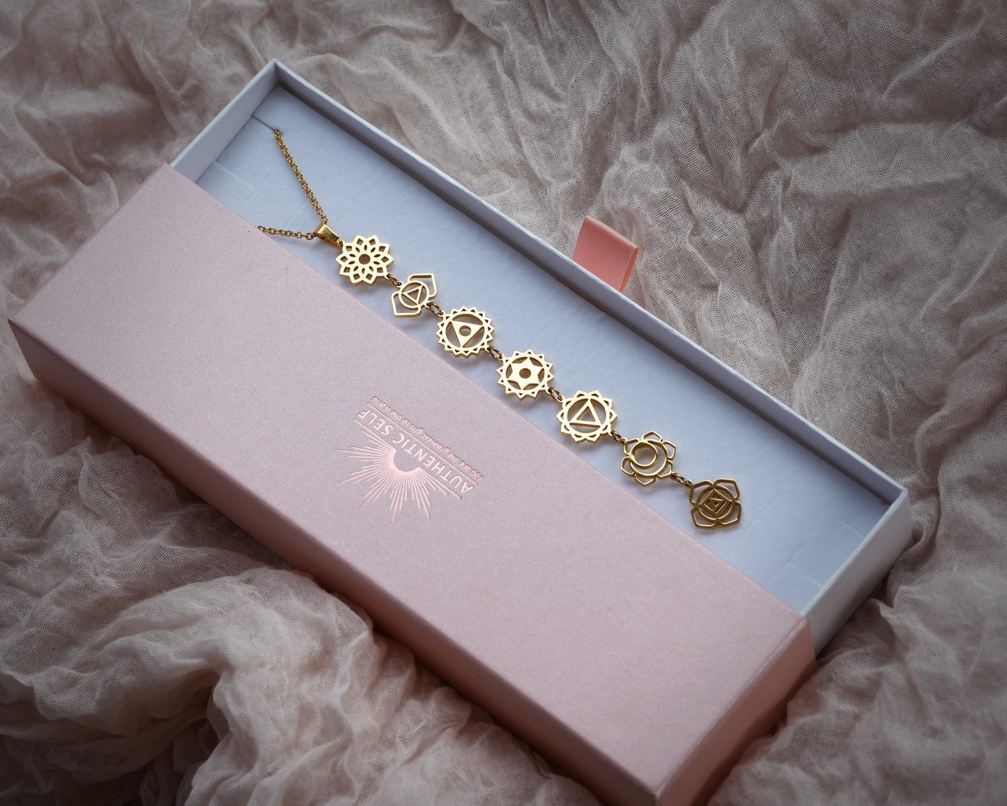Seven Chakra Necklace For Women Gold Plated with Chain Spiritual Yoga Mindfulness Jewelry in a Gift Box