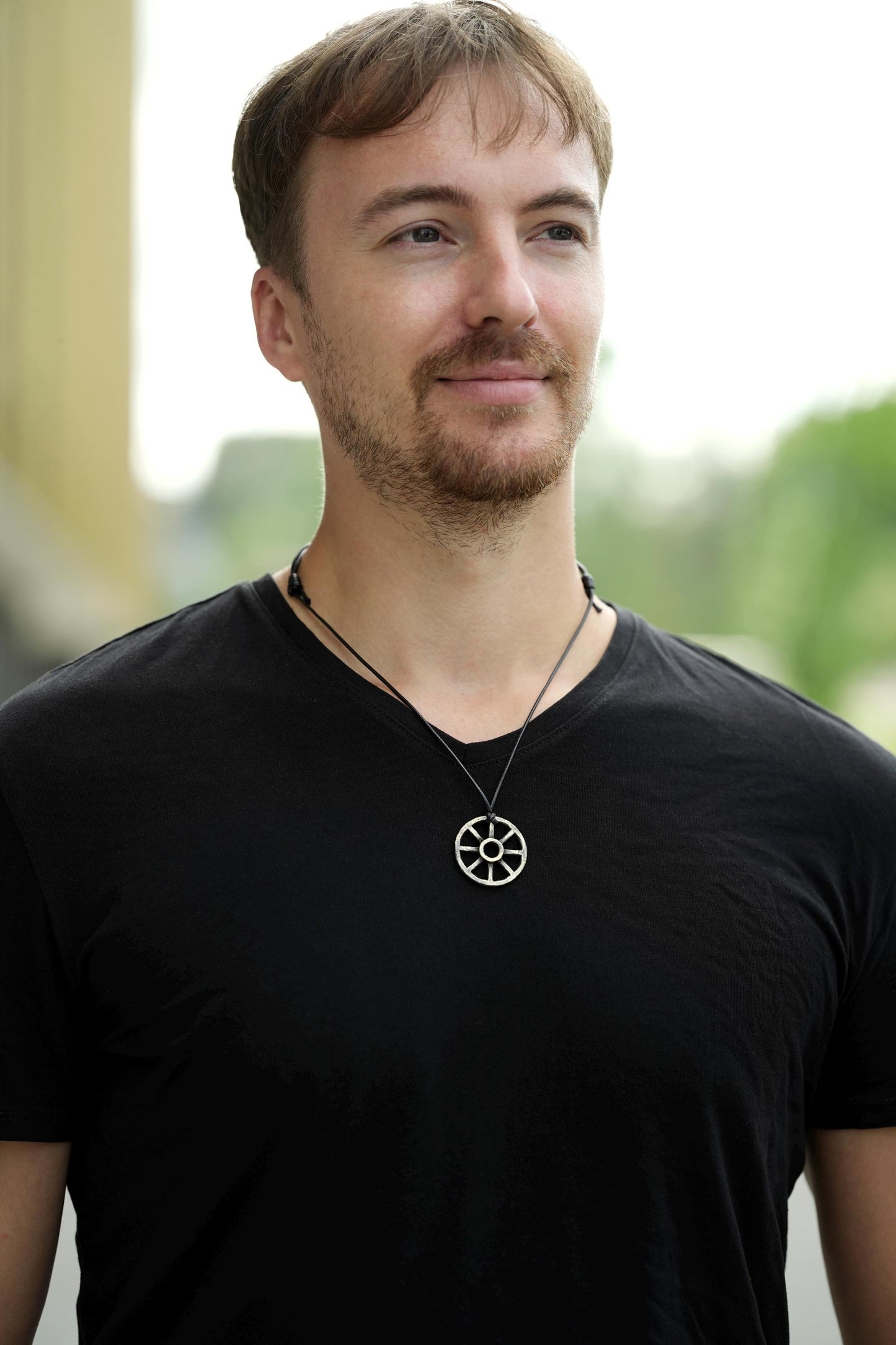 Taranis Dharma Solar Cross Sun Wheel Viking Celtic Wheel of Life Eight Spoked Wheel Viking Jewelry Pendant Necklace Dharmachakra