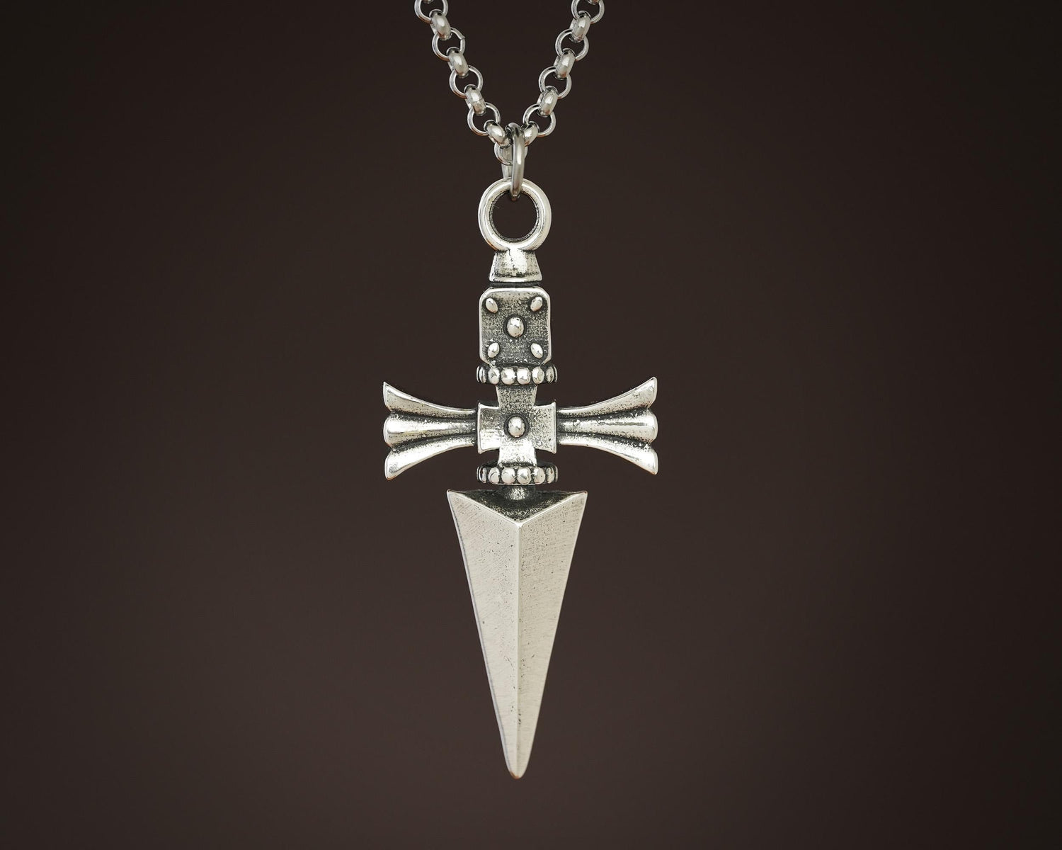 Silver necklace featuring Kurapika's iconic chain design from Hunter x Hunter
