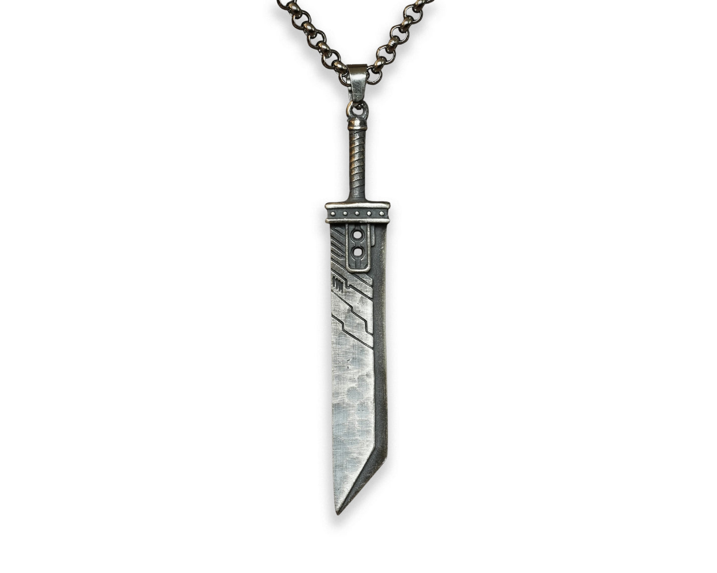 Final Fantasy VII Cloud Buster Sword Pendant With Chain Made From 925 Sterling Silver